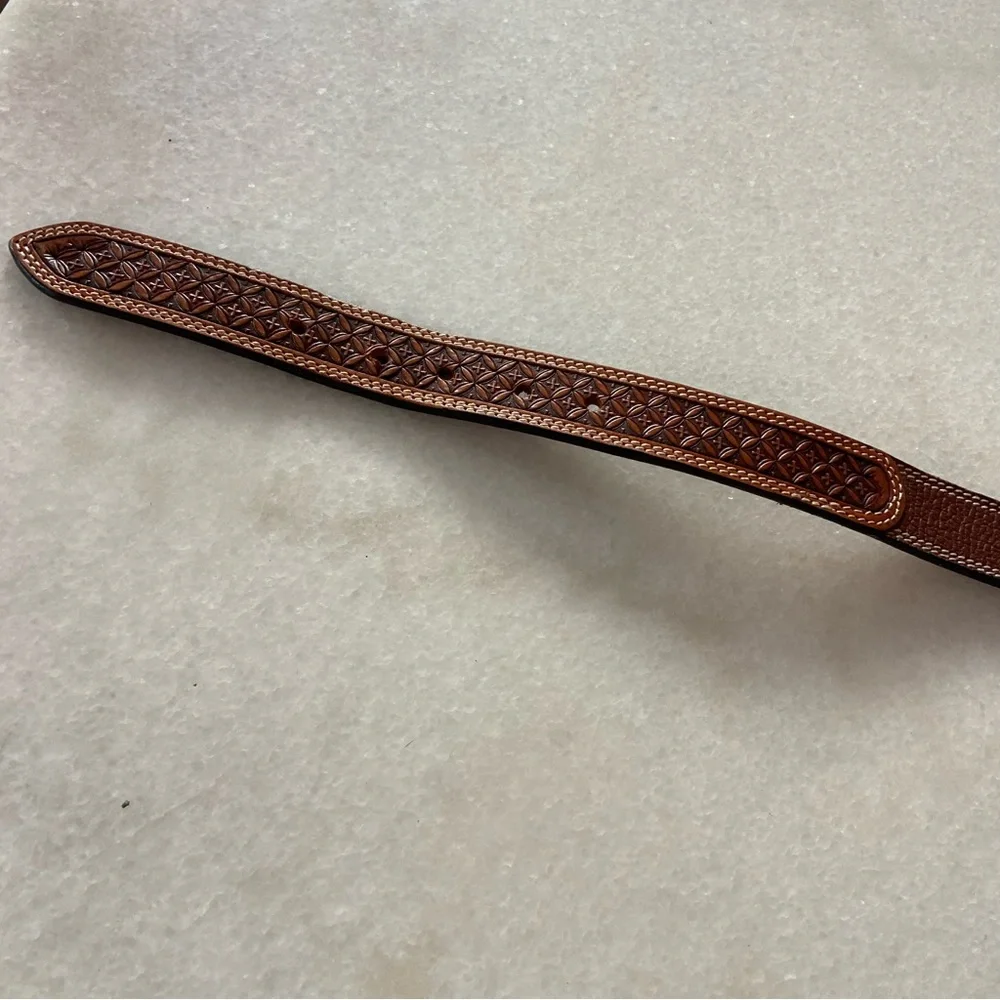 Ranger Belt Company Tooled Brown Leather Western Youth 22 Cowboy Rodeo